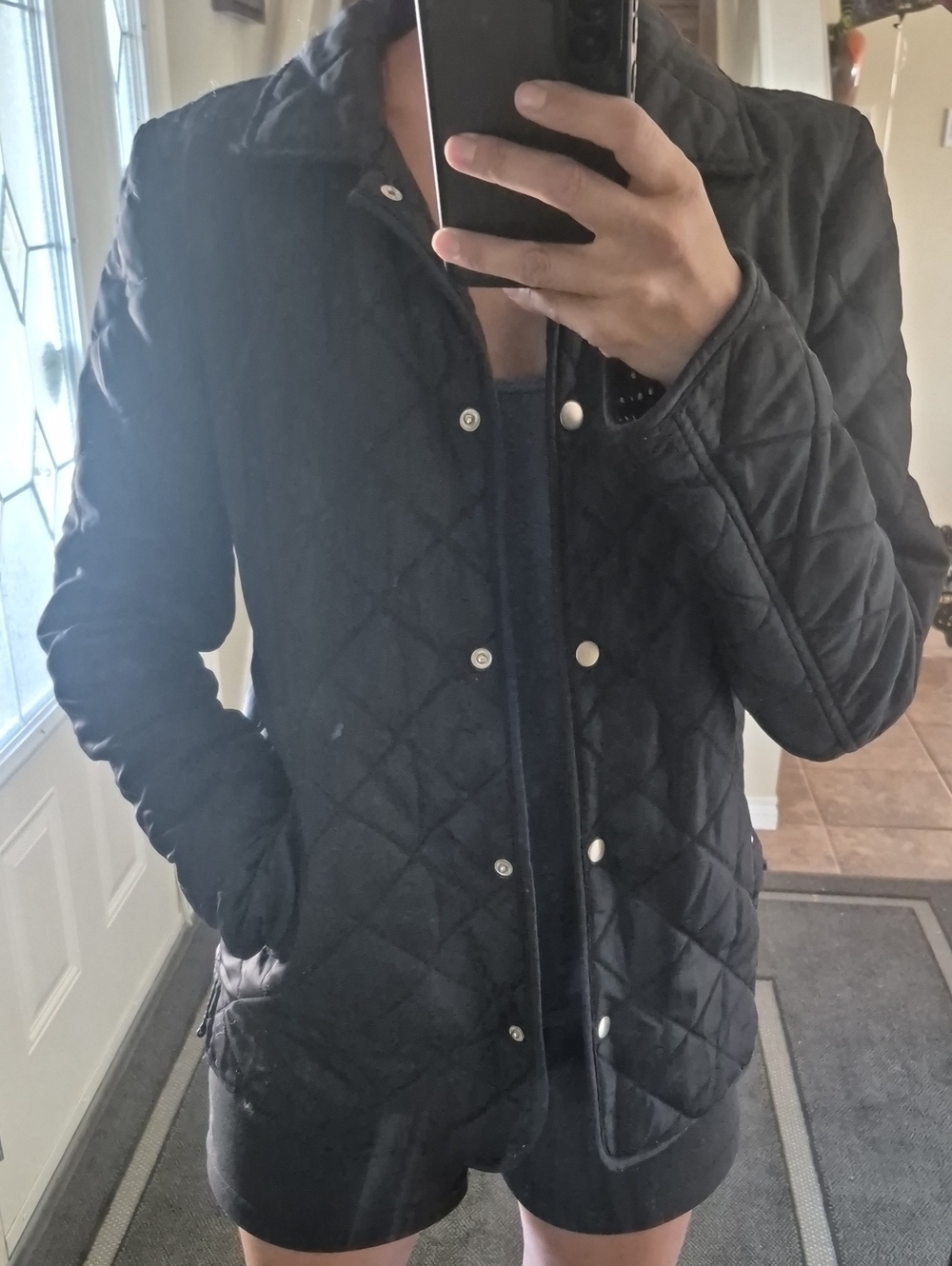 Reitmans Black Quilted Snap-Front Puffer Jacket